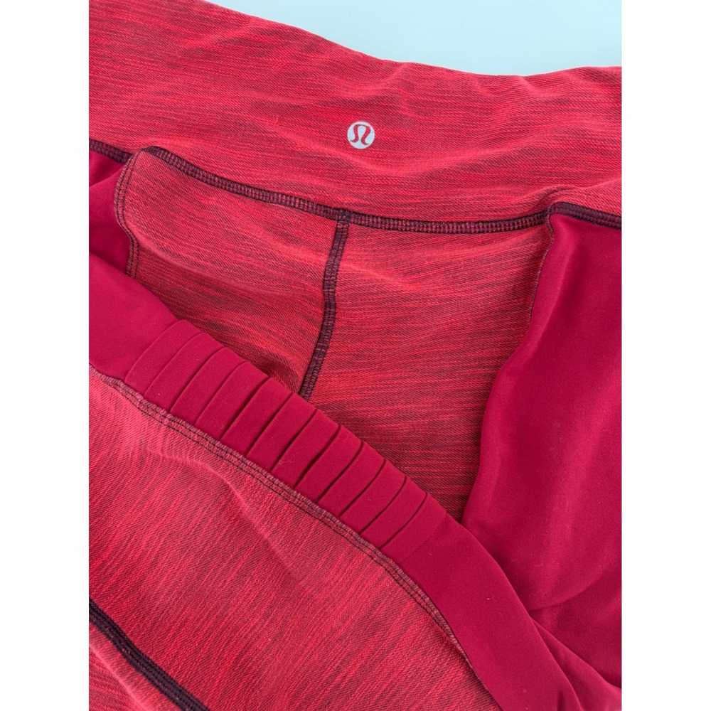 Lululemon Red Space Dye Moto Ribbed Mesh Panel High Rise Leggings Size 4‎